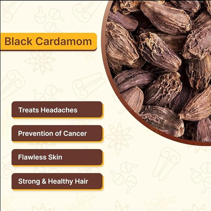 Chakkiwalle Black Cardamom Whole 100gm | Organic Black Elaichi/Kali Elaichi by The Natural Food | Preservative Free - Badi Elaichi/Moti Elaichi