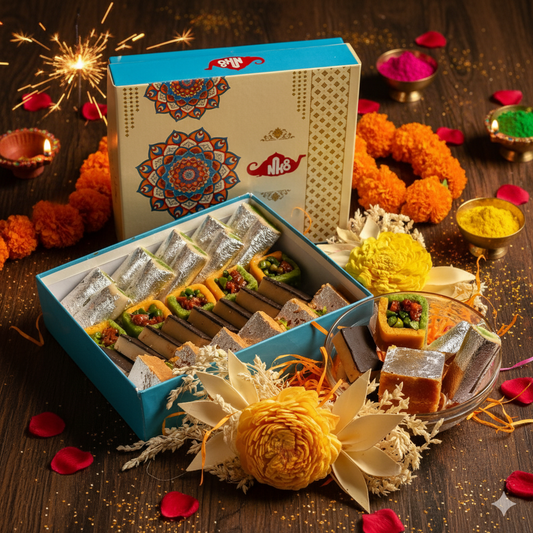 Chakkiwalle Diwali Hampers | MILAN | Assorted Dry Fruits Sweet Box | Besan Barfi | Celebrations | Gifting | Family & Friends