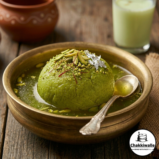 CHAKIWALLE Pista Bhog 1 KG | It is a rich, soft, and spongy sweet that is typically served chilled | It is widely considered a luxury, premium sweet, often gifted or served during festive occasions